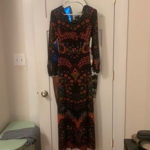 Free People, maxi dress, beautiful open back with crisscross lacing. Cut outs